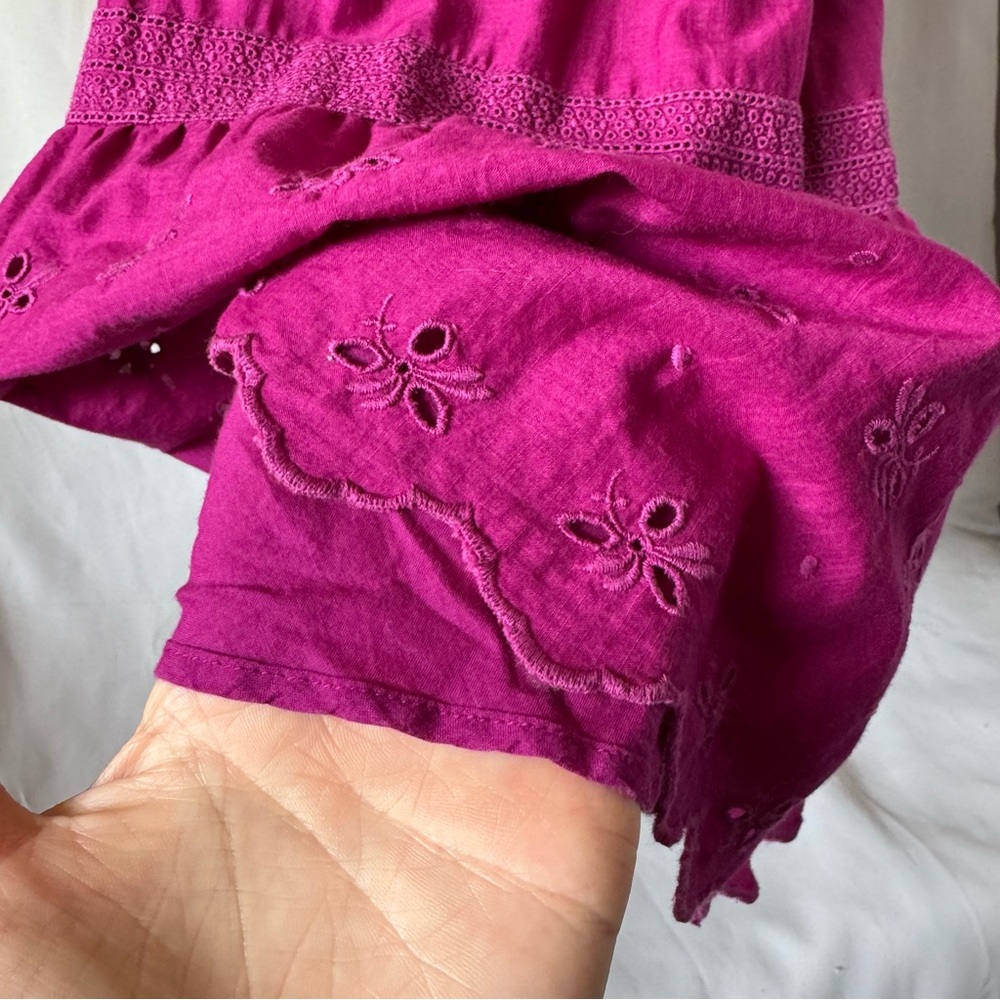 Vintage GAP pink fuschia Tiered Ruffle Eyelet Summer Dress sleeveless size 8 - Picture 6 of 14